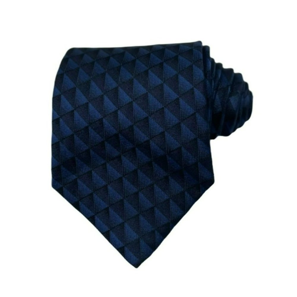 DKNY 100% Silk Blue Geometric Tie, NWOT
